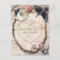Faire part Floral & Colibri en Bouleau Blanc Rusti