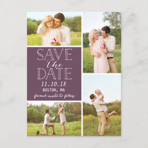 Carte Postale Faire-part Faire part moderne avec 4 photos et collage violet