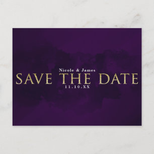 Carte Postale Faire-part Faire part moderne de glamour noir et or violet