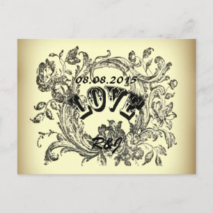 Carte Postale Faire-part Faire tournoyer les mariages vintage Flourish save