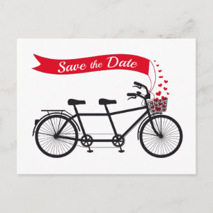Carte Postale Faire-part Faites gagner la date, bicyclette de tandem de