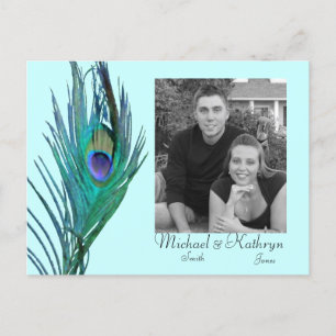 Carte Postale Faire-part Faites gagner la date - le paon #2