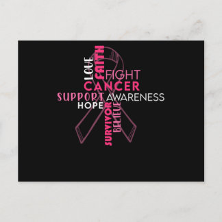 Carte Postale Faire-part Faith Hope Love Cancer du sein Sensibilisation