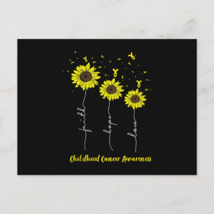 Carte Postale Faire-part Faith Hope Love Sunflower Cancer de l'enfance