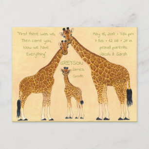 Carte Postale Faire-part Famille Girafe - Annonce de Naissance