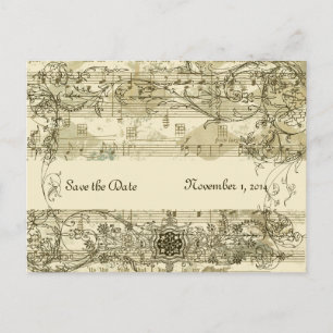 Carte Postale Faire-part Fancy Antique Music Enregistrer la date