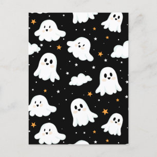 Carte Postale Faire-part Fantôme de Halloween Mignon Ciel Nuageux Étoilé Ef