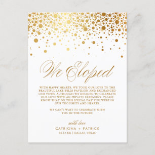 Carte Postale Faire-part Faux Confetti en Feuille d'Or Blanc Mariage Mariag