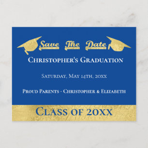 Carte Postale Faire-part Faux Gold Blue Économise Le Plafond De Diplôme De