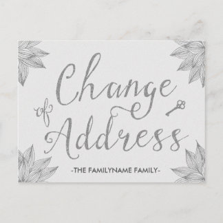 Carte Postale Faire-part Faux Silver Parties scintillant Changement d'adres