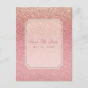 Carte Postale Faire-part Fée Conte Rose Pailleté Glam Fête Enregistrer la D