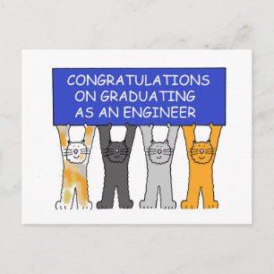 Carte Postale Faire-part Félicitations à un jeune diplômé ingénieur