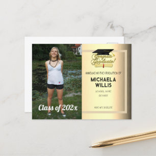 Carte Postale Faire-part Félicitations Diplôme d'études supérieures casquet