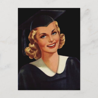 Carte Postale Faire-part Femme de fin d'études universitaires vintage