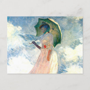 Carte Postale Faire-part Femme de Monet avec un parasol face à gauche