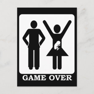 Carte Postale Faire-part Femme enceinte - Game Over