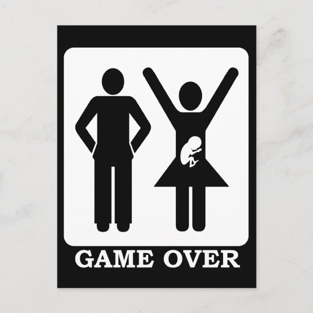 Carte Postale Faire-part Femme enceinte - Game Over (Devant)