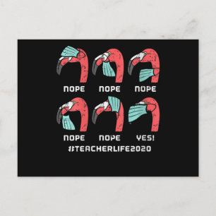 Carte Postale Faire-part Femme Flamant rose visage Masque enseignant Vie 20