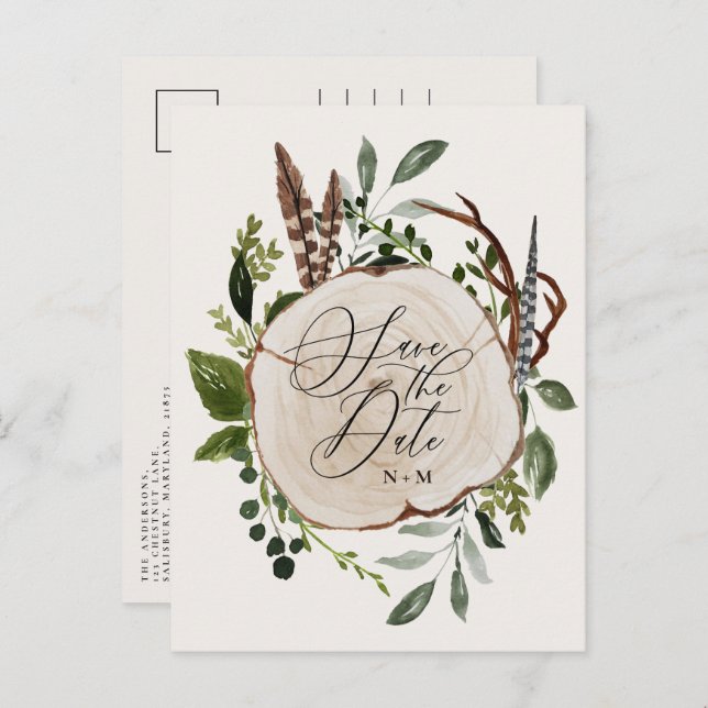 Carte Postale Faire-part Ferme rustique mariage élégant  (Devant / Derrière)