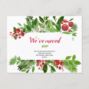 Carte Postale Faire-part Festif Red Berry Nouveau foyer  Nous avons bougé