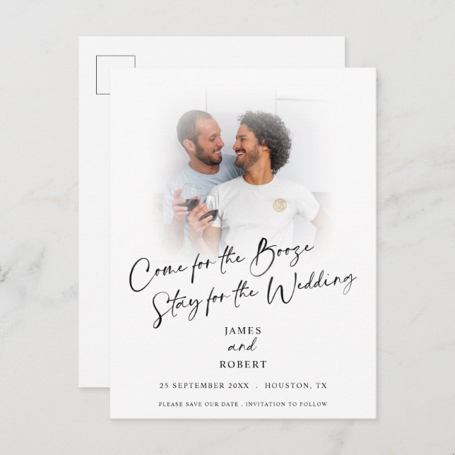 Carte Postale Faire-part Fête Arrive Pour Boissons Photo Enregistrer La Dat (Devant / Derrière)