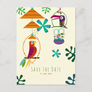 Carte Postale Faire-part Fête aux Oiseaux Tiki Vintage Rétro Luau Enregistr