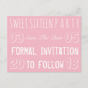 Carte Postale Faire-part Fête d'anniversaire 16 ans Save The Date Douce Ros