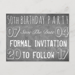 Carte Postale Faire-part Fête d'anniversaire 50 ans, Sauvegarder la date, T