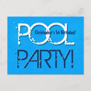 Carte Postale Faire-part Fête d'anniversaire au bord de la piscine, Enregis