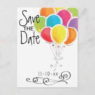 Carte Postale Faire-part Fête d'anniversaire Ballons Colorés Enregistrez la