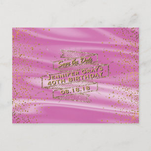 Carte Postale Faire-part Fête d'anniversaire de femme Glam Gold Rose Enregi