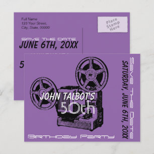 Carte Postale Faire-part Fête d'anniversaire du Vieux Projecteur 50 ans Enr