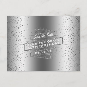 Carte Postale Faire-part Fête d'anniversaire élégante 40 ans Silver Save th