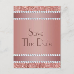 Carte Postale Faire-part Fête d'anniversaire Glitzy Rose Gold & Diamond Gem