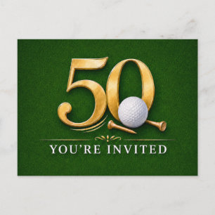 Carte Postale Faire-part Fête d'annonce de Golf pour 50 ans d'un golfeur