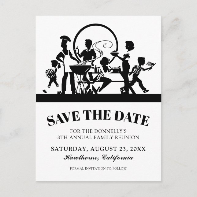 Carte Postale Faire-part Fête de famille BBQ Save the Date (Devant)