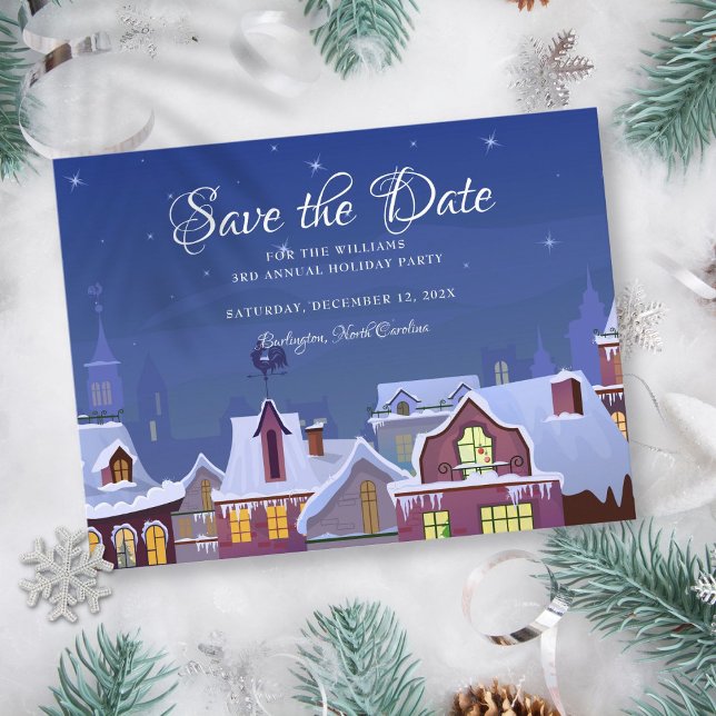 Carte Postale Faire-part Fête de famille Enregistrer la date Noël hiver (Family Party Save the Date Christmas Winter Announcement Postcard)
