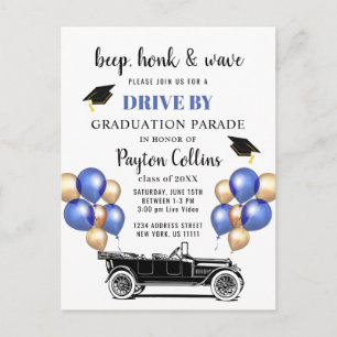 Carte Postale Faire-part Fête de fin d'études en voiture de la promotion 20