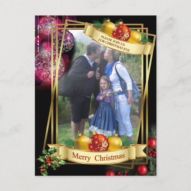 Carte Postale Faire-part fête de la veille de Noël (Devant)