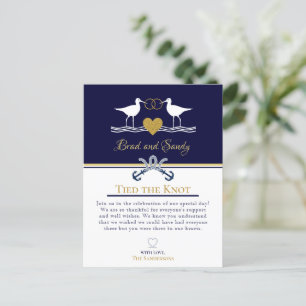 Carte Postale Faire-part Fête de mariage Nautical Coastal Navy Blue Sandpip