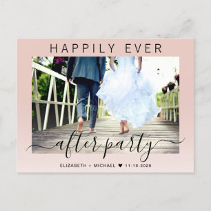 Carte Postale Faire-part Fête de mariage photo rose Happily Ever After