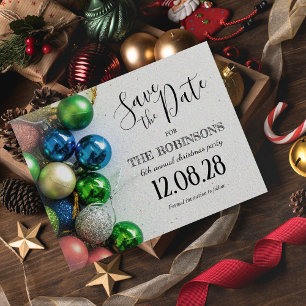 Carte Postale Faire-part Fête de Noël colorée Enregistrer la date