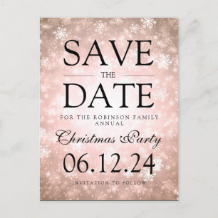 Carte Postale Faire-part Fête de Noël Enregistrer la date Cuivre d'hiver