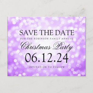 Carte Postale Faire-part Fête de Noël Enregistrer la date Parties scintilla
