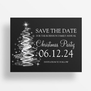 Carte Postale Faire-part Fête de Noël Enregistrez la Date Arbre Étincelant