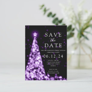 Carte Postale Faire-part Fête de Noël Enregistrez la Date Arbre Glamour Vio