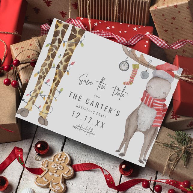 Carte Postale Faire-part Fête de Noël mignonne Whimsical Enregistrer la dat (Créateur téléchargé)