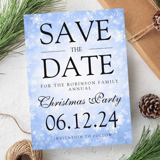 Carte Postale Faire-part Fête de Noël Sauvegarder La Date Hiver Bleu (Christmas Party Save The Date Winter Blue Announcement Postcard)