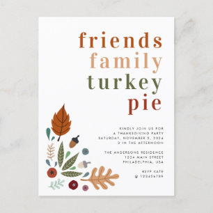 Carte Postale Faire-part Fête de Thanksgiving d'automne moderne