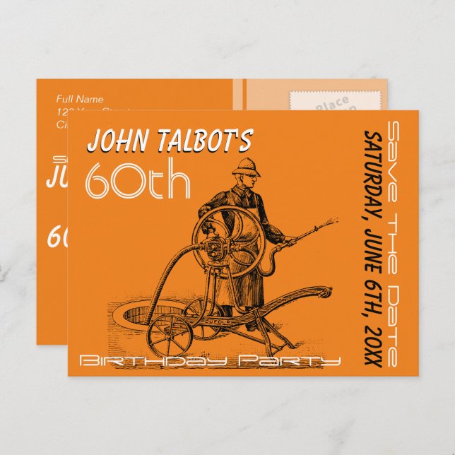 Carte Postale Faire-part Fête des 60 ans - Annoncez votre événement - Pompi (Devant / Derrière)